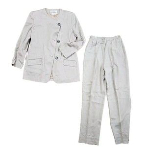 Oleg Casdini Beige Vintage 80s 90s 2-Piece Pant Suit Womens Sz 12